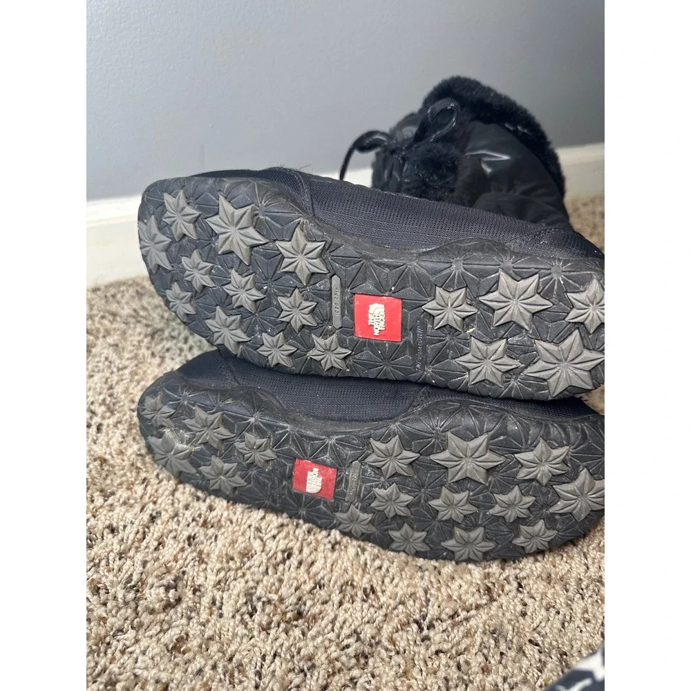 The North Face Nuptse Purna Black Faux Fur Water Resistant Winter Boots Womens 8